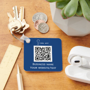 QR Code Business Logo Professional Blue Key Ring