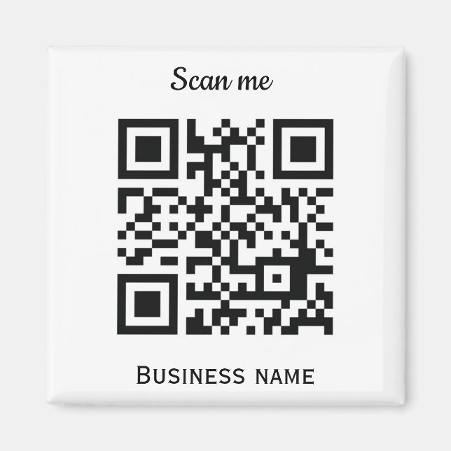 QR Code Business Logo Professional Custom Black Magnet (Front)