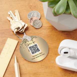 QR Code Business Logo Professional Gold Key Ring