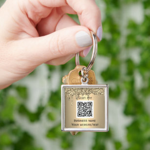 QR Code Business Logo Professional Gold Key Ring