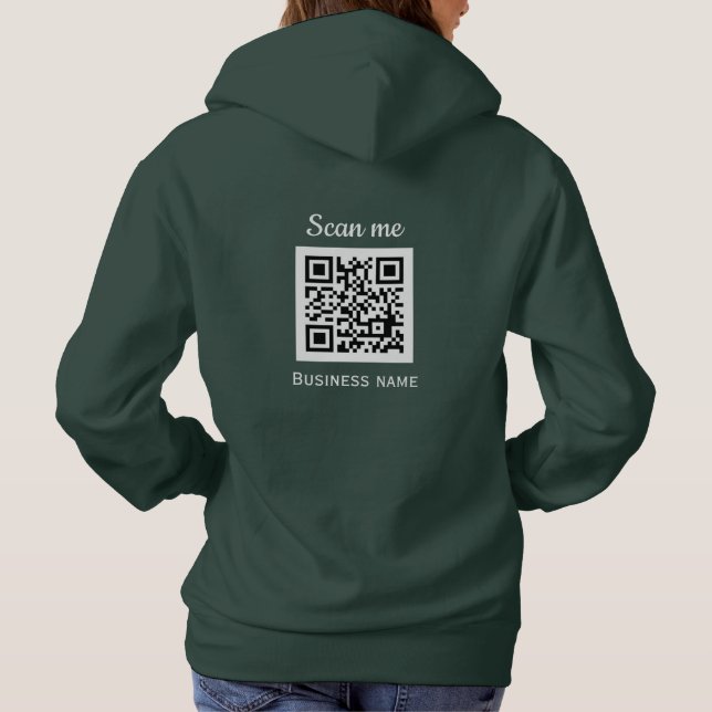 QR Code Business Logo Professional Green Modern Hoodie (Back)