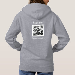 QR Code Business Logo Professional Grey Modern Hoodie