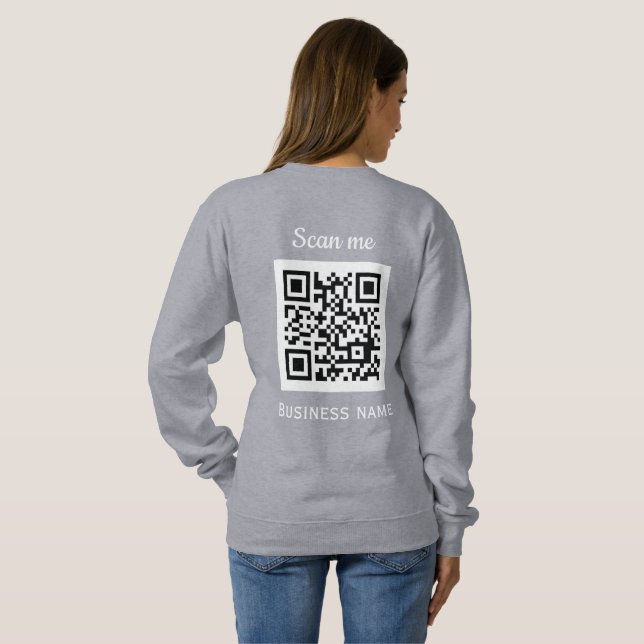 QR Code Business Logo Professional Grey Modern Sweatshirt (Back Full)