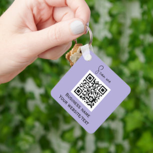 QR Code Business Logo Professional Lavender Purple Key Ring
