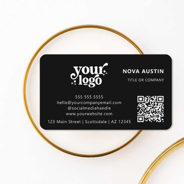 QR Code Business Logo Professional Modern Black Card (Creator Uploaded)