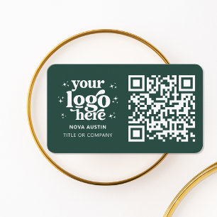 QR Code Business Logo Professional Modern Green Card