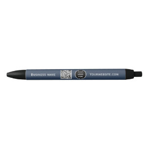 QR Code Business Logo Professional Navy Blue Black Ink Pen