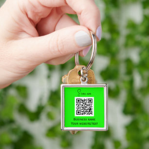 QR Code Business Logo Professional Neon Green Key Ring