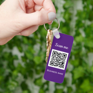 QR Code Business Logo Professional Purple Modern Key Ring