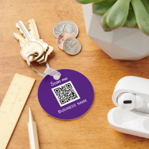 QR Code Business Logo Professional Purple Modern Key Ring