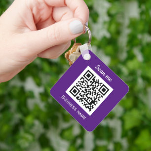 QR Code Business Logo Professional Purple Modern Key Ring