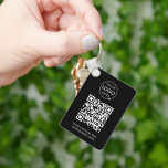 QR Code | Business Logo Professional Simple Black  Key Ring<br><div class="desc">A simple custom black business QR code keychain template in a modern minimalist style which can be easily updated with your company logo,  QR code and custom text,  eg. scan me to...  #QRcode #logo #keychain #business</div>