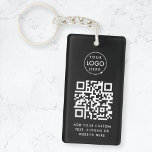 QR Code | Business Logo Professional Simple Black Key Ring<br><div class="desc">A simple custom black business QR code keychain template in a modern minimalist style which can be easily updated with your company logo,  QR code and custom text,  eg. scan me to...  #QRcode #logo #keychain #business</div>
