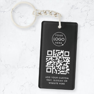 QR Code Business Logo Professional Simple Black Key Ring