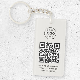QR Code   Business Logo Professional Simple Grey Key Ring