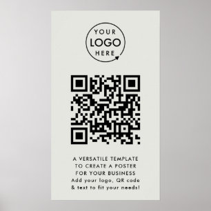 QR Code Business Logo Professional Simple Grey Poster