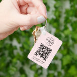 QR Code | Business Logo Professional Simple Pink Key Ring<br><div class="desc">A simple custom blush pink business QR code keychain template in a modern minimalist style which can be easily updated with your company logo,  QR code and custom text,  eg. scan me to...  #QRcode #logo #keychain #business</div>