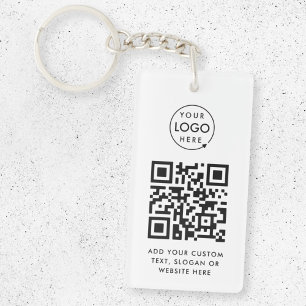 QR Code Business Logo Professional Simple White Key Ring