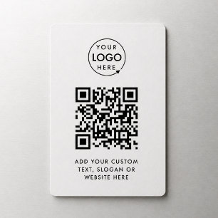 QR Code Business Logo Professional Simple White Magnet