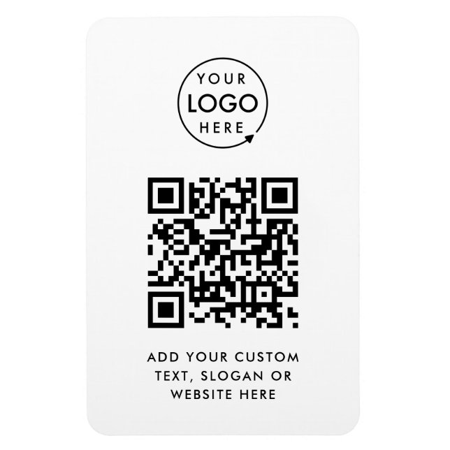 QR Code | Business Logo Professional Simple White Magnet (Vertical)