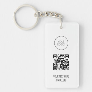 QR Code Business Logo Professional White and Black Key Ring