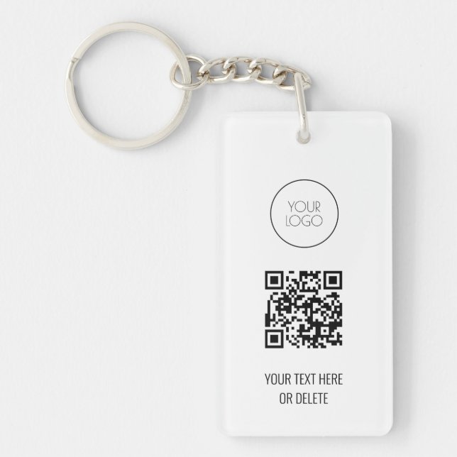 QR Code Business Logo Professional White and Black Key Ring (Front)