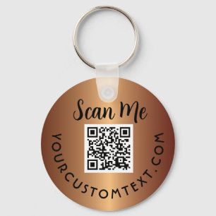 QR Code    Business Logo Promotional Gold Keychain