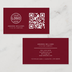 QR Code Business Logo   Red Modern Professional  Card