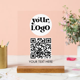 QR Code Business Logo Scan Me Acrylic Sign