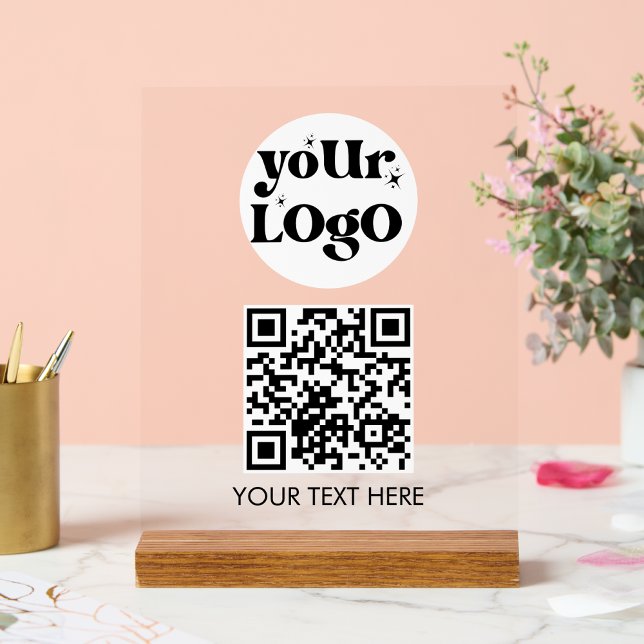 QR Code Business Logo Scan Me Acrylic Sign (Creator Uploaded)