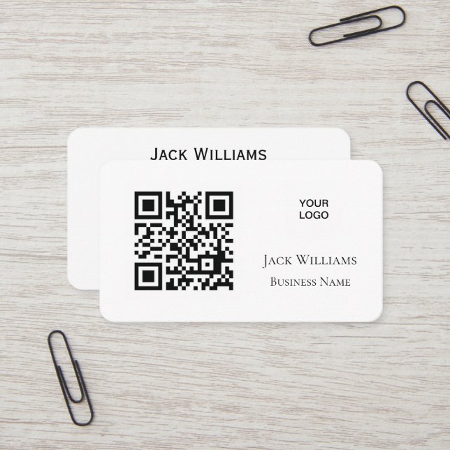QR Code Business Logo Simple Professional Modern  Card (Front/Back In Situ)