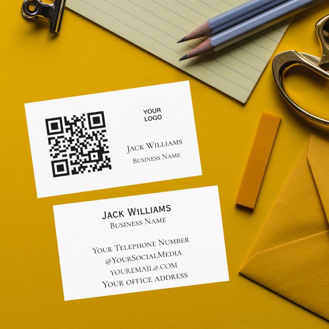 QR Code Business Logo Simple Professional Modern  Card (Creator Uploaded)