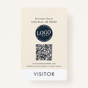 QR Code Business Logo Visitor ID Modern ID Badge