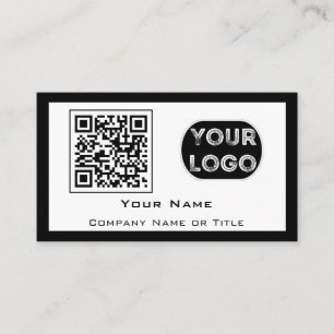 QR Code Business Logo White Black Minimalist Card