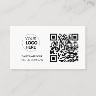 QR Code Business Logo White Modern Professional Card