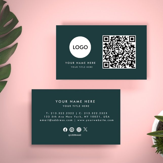 QR Code Business Logo | White Modern Professional  Card (Creator Uploaded)