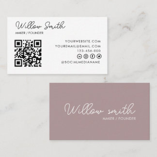 QR Code Business Logo | White Modern Professional  Card