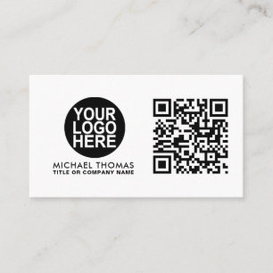 QR Code Business Logo   White Modern Professional Card