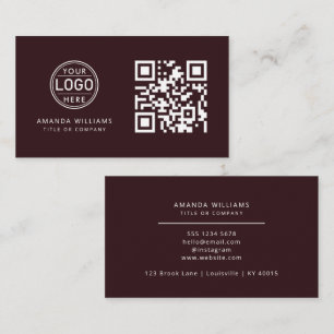 QR Code Business Logo   Wine Modern Professional  Business Card