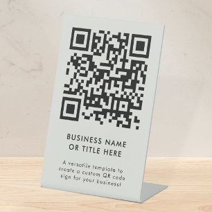 QR Code Business Modern Minimalist Simple Grey Pedestal Sign