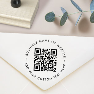 QR Code   Business Modern Minimalist Simple Round Rubber Stamp