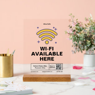 Qr Code Business Name Minimal wifi Details Acrylic Sign