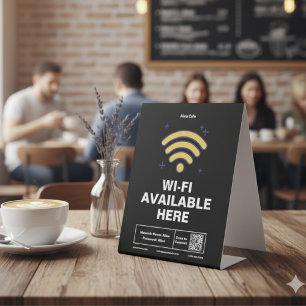 Qr Code Business Name Minimal wifi Details  Pedestal Sign