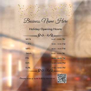qr code business opening hours holiday gold black