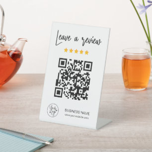 QR Code Business Review 5 Star Review Modern Pedestal Sign