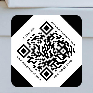 QR Code Business Scannable Company Black and White Square Sticker