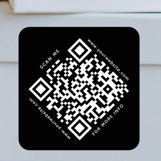QR Code Business Scannable Company Modern Black Square Sticker (Creator Uploaded)