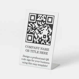 QR Code Business Tabletop Pedestal DIY Sign