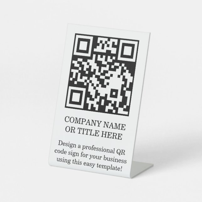 QR Code Business Tabletop Pedestal DIY Sign (Front)