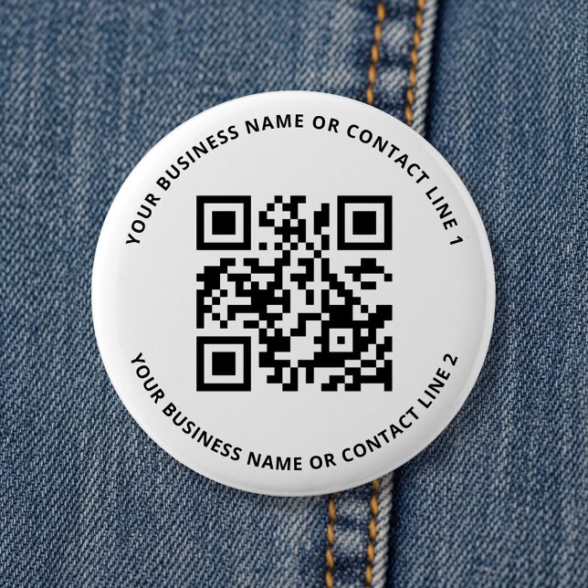 QR Code Business Template White  6 Cm Round Badge (Creator Uploaded)